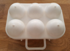 DDR Eierdose für 6 Eier, Eierbehälter, Eierbox, Transportbox Plaste weiß - alt