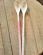 2 x Melamin Löffel lang Muster Vogel Blume Kunststoff Overbeck Cherry Ellie Rosa