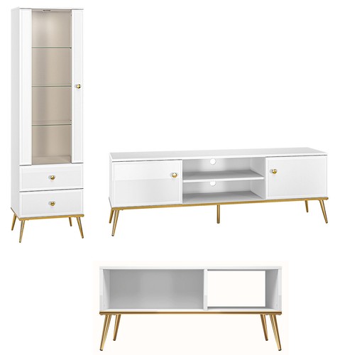 Wohnzimmer set goldin 3tlg - wohnzimmer-set,