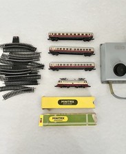 Minitrix Set Modelleisrnbahn Spur N DB Elektrolok mit Waggons Schienen Trafo