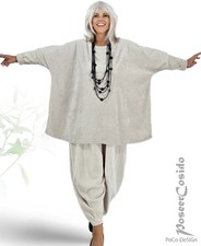 LAGENLOOK Nicki Pulli Pullover 44 46 48 50 52 54 56 58 XL-XXL-XXXL natur sand