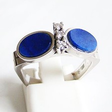 Ring Weißgold 585er LapisLazuli Brillant Goldringe 14 kt massiv gearbeitet