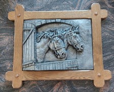 Zinn - Wandbild - Pferde - 55 cm x 46 cm