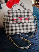 Collectif Lulu Hun Handtasche Kariert Kirschen Cherry Tasche Rockabilly Gothic
