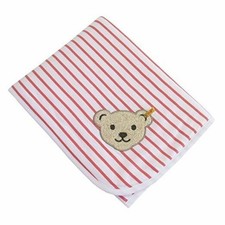 Steiff Babydecke Decke Kinderwagendecke Bär Ringel Rose 60 x 90 cm