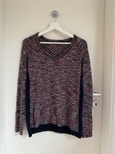 CECIL Damen Strick Pullover S Rot Blau Schwarz Meliert Gemustert 100% Baumwolle 