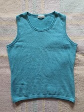 100% Kaschmir Unterhemd Top 42 M Damen Türkis Blau Weich Winter Kuschelig Warm