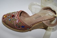 ZAUBERHAFT Pantoletten Strass Beige Keilabsatz Wedges Buffalo 129,00