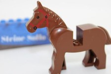 Lego (c) 1x Pferd - braun - rote Zügel - 4493  - Tier - Ritter, Cowboy