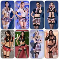 Schulmädchen Kleid Schoolgirl Set Outfit Kunstleder Mesh Top String Chemise Body