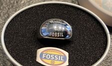 FOSSIL STEEL Ring Fingerring Damenring silber LOGO 18mm GRAVUR mit BOX sehr gut