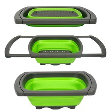 Faltbar Seiher mit ausziehbaren Griffen Sieb über Spüle für Nudeln, Gemüse, Obst