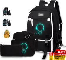 Schulrucksack 3-Teilig Set Jungen Mädchen Teenager Rucksack Schulranzen Backpack