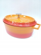 Pentole Agnelli SLOWCOOK Kasserolle Oval 4,8L Gusseisen Bräter Orange