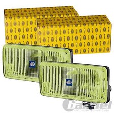 2x HELLA NEBELSCHEINWERFER GELB ECKIG H3 12V HALOGEN CLASSIC ZUSATZSCHEINWERFER