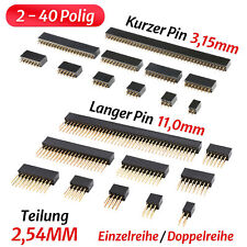 2,54mm Einreihig/Zweireihig Buchsenleiste 2 - 40 Polig Gerade Pin Header Female