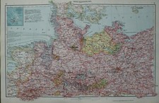 Landkarte Nord - Deutschland, Schleswig-Holstein, Mecklenburg, Gaebler 1927 