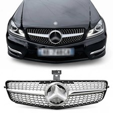 Diamond Style Kühlergrill Silber mit Emblem Mercedes C-Klasse W204 S204 07-14