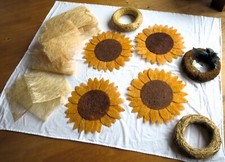 Sisaldeko-4x XXL Sonnenblumen,26 Sisalmatten u.3 Kränze(Stroh,Moos)z.Basteln/top