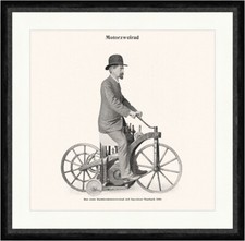 Motorzweirad Daimler 1886 Maybach Benzinmotor Braunbeck Faks Sport 082 Gerahmt