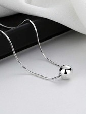 Edelstahl Kette mit Kugel Anhänger Schlangenkette silber glänzend modern