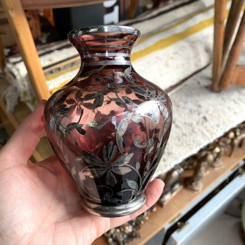Vase glas silver - silver, overlay
