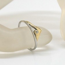 Zierlicher Ring Solitär 950 Platin / 750/- 18k Gelbgold Brillant Gr. 58 -1293