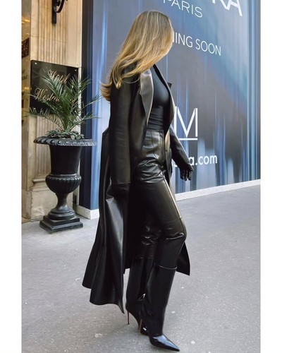 Schwarzer leder trench long - trench,