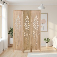 Paravent Raumteiler 3-tlg 170 x 120 Holz florales Muster Sichtschutz Homestyle4u