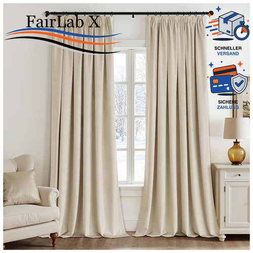 Samtvorhang beige 2er set - beige,