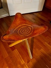 Hocker Sitzhocker Leder Holz neuwertig