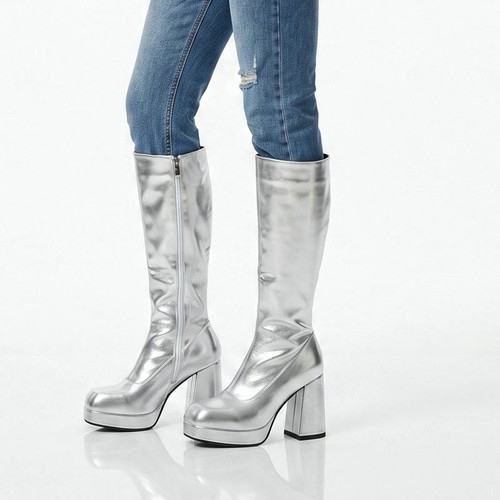 Damen metallic kniehohe - metallic,