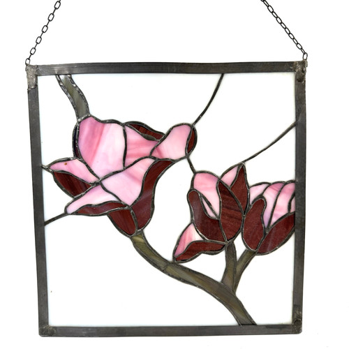 Tiffany glasbild magnolie - glasbild,