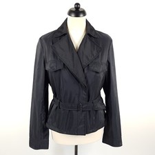 Strenesse Kurzmantel Damen Gr. 40 L Schwarz Nylon Mantel Kurz Trenchcoat Jacke