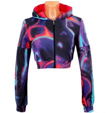 Puma Urban Cropped Jacke Damen Hoodie Kurz Trainingsjacke Bolero Top Sport Bunt