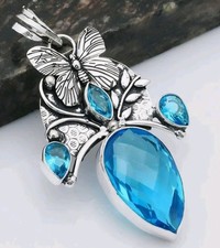 Blauer Topas Ethno Anhänger -