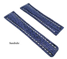 Uhrenarmband 24mm blau  Haifisch insbesondere für Breitling Faltschl. 20mm / 12 