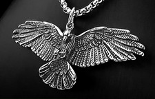 Wikinger Odin Rabe Anhänger Edelstahl Halskette Adler Herren Schmuck Biker K125B