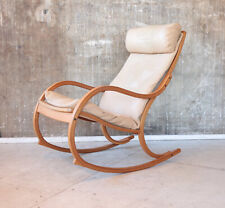 Vintage Schaukelstuhl Leder Mid-Century Rocking Chair 70er 70s