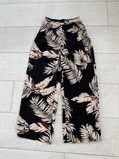 Damen Sommer Hose Blumen schwarz Beige Gr. S