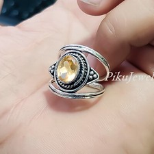 Citrin Topas Edelstein 925 Sterling Silber Statement Ring Attraktiver Schmuck