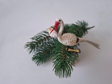 Christbaumschmuck, alt, Storch, offener Schnabel, Baby, Watte, Zwicker/Clip