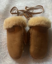 Echt Lammfell Handschuhe Fäustlinge Kinder Kleinkinder Melton Braun