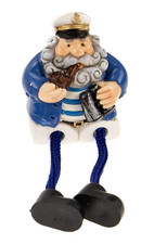 Maritime Deko Figur Kantenhocker Kapitän Fernglas Pfeife Seemann Sitzhöhe 5cm CG
