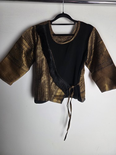 Schwarz und gold bluse für - schwarz,