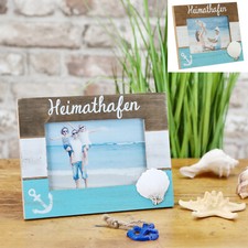 Bilderrahmen Heimathafen Maritim Fotorahmen Anker Muschel für Fotos 10x15cm