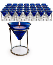 50x Glas Kerzenhalter blau mit