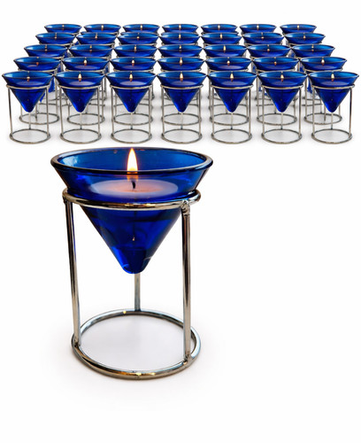 50x glas kerzenhalter blau mit - 50x,