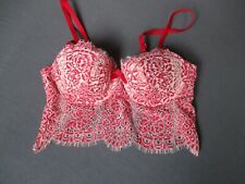 Bügel-BH Longline KISSME von Hunkemöller  Größe 70 Cup B rot-creme Glitzer