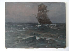 PROF. LEOPOLD SCHÖNCHEN MARINEMALER NORDSEE SEESTÜCK SEGELSCHIFF WELLEN ~ 1910